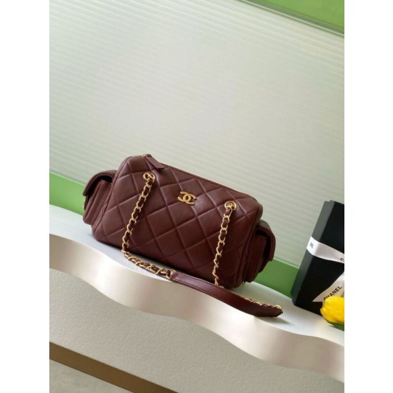 Borse Replica bowling piccola Chanel AS5792 Pelle di agnello Bordeaux
