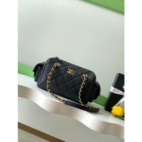 Borse Replica bowling piccola Chanel AS5792 Pelle di vitello granata Nero
