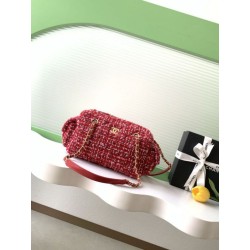 Borsa bowling piccola Chanel in tweed AS5792 Pelle di vitello Nero