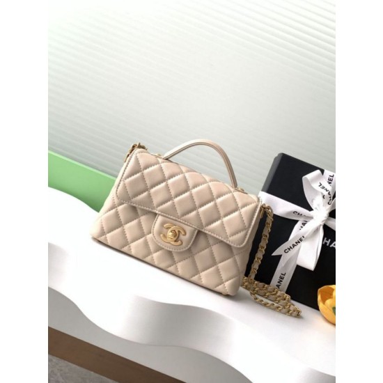 Borsa Chanel 25P piccola con patta e manico superiore AS5355 Albicocca