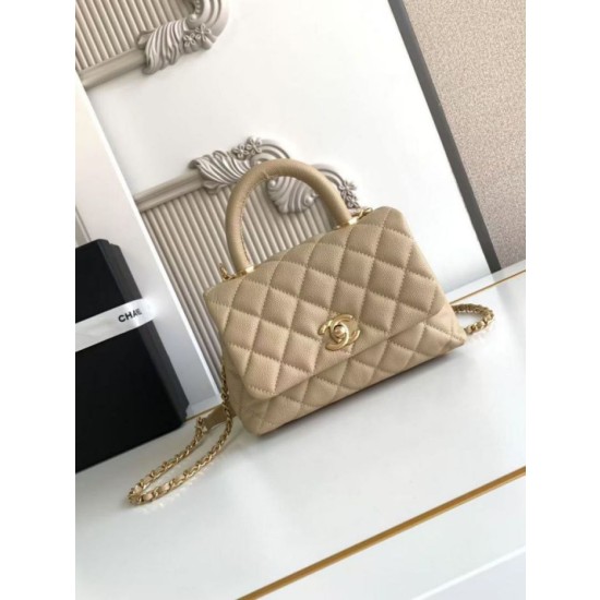 Borsa Chanel con patta e manico superiore AS2215 Albicocca