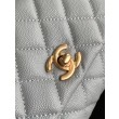 Replica Perfetta Chanel con patta e manico superiore AS2215 Azzurro