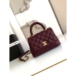 Borse Replica Chanel con patta e manico superiore AS2215 Borgogna