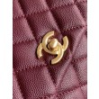 Borse Replica Chanel con patta e manico superiore AS2215 Borgogna