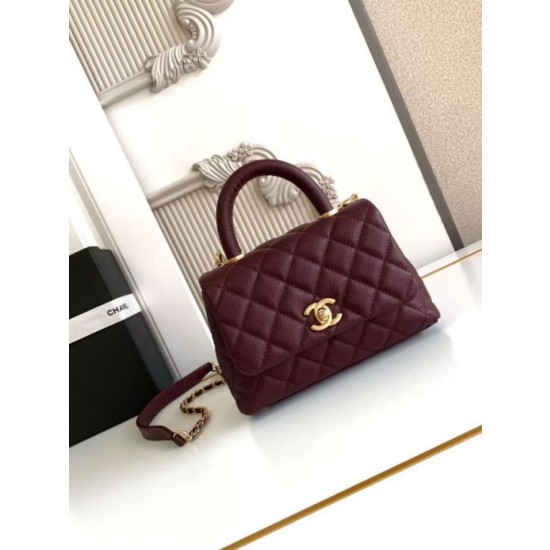 Borse Replica Chanel con patta e manico superiore AS2215 Borgogna
