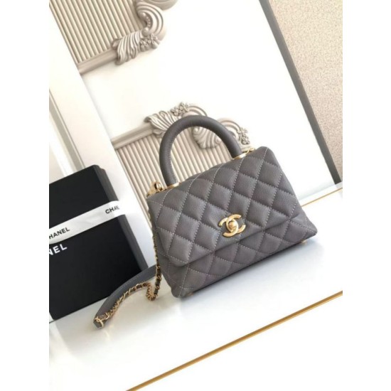 Qualità superiore replica Chanel con patta e manico superiore AS2215 Grigio