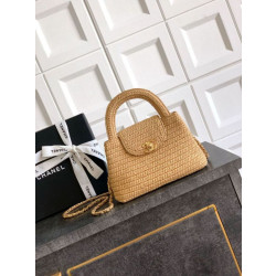 Borse Replica Alta Qualità Chanel Kelly Tote in rafia Albicocca AS4416