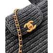 Borse Firmate Replica Chanel Kelly Tote in rafia Nero AS4416