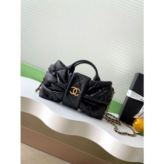 Borse Replica Chanel Mini con fiocco AS5849 Pelle di agnello Nero