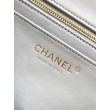 Borse Imitazioni Chanel piccola con patta classica CF in pelle di agnello lucida bianca