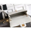 Borse Imitazioni Chanel piccola con patta classica CF in pelle di agnello lucida bianca