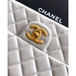 Borse Imitazioni Chanel piccola con patta classica CF in pelle di agnello lucida bianca