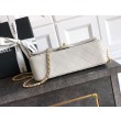 Borse Imitazioni Chanel piccola con patta classica CF in pelle di agnello lucida bianca