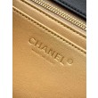 Borse Imitazioni Chanel piccola con patta classica CF in pelle di agnello lucida nera