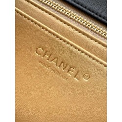 Borse Imitazioni Chanel piccola con patta classica CF in pelle di agnello lucida nera