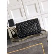 Borse Imitazioni Chanel piccola con patta classica CF in pelle di agnello lucida nera