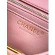 Borse Replica Chanel piccola con patta classica CF in pelle di agnello lucida rosa