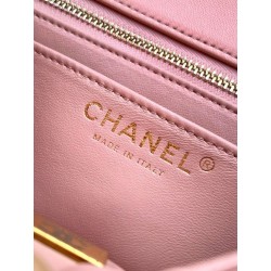 Borse Replica Chanel piccola con patta classica CF in pelle di agnello lucida rosa