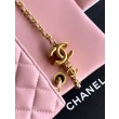 Borse Replica Chanel piccola con patta classica CF in pelle di agnello lucida rosa
