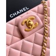 Borse Replica Chanel piccola con patta classica CF in pelle di agnello lucida rosa