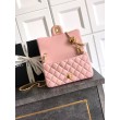 Borse Replica Chanel piccola con patta classica CF in pelle di agnello lucida rosa