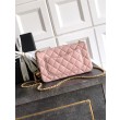 Borse Replica Chanel piccola con patta classica CF in pelle di agnello lucida rosa