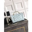 Borse Replica Chanel piccola con patta e manico superiore AS5702 Azzurro