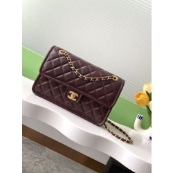 Borsa Chanel Sweet Flap 24K Pelle di vacchetta oliata e cerata AS5145 Borgogna