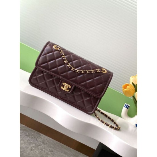Borsa Chanel Sweet Flap 24K Pelle di vacchetta oliata e cerata AS5145 Borgogna