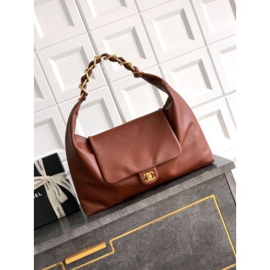 Borsa hobo Chanel AS5838 Pelle di vitello marrone