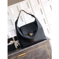 Borse Replica hobo Chanel Maxi AS5839 Pelle di vitello nera