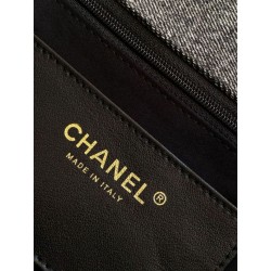 Borsa Maxi con Patta Chanel Denim Lavato AS5734 Blu
