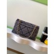 Borsa Maxi con Patta Chanel Denim Lavato AS5734 Blu