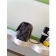 Borsa Maxi con Patta Chanel Denim Lavato AS5734 Blu