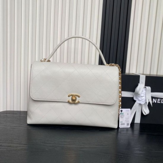 Borse Imitazioni Maxi Flap Chanel Con Manico Superiore AS5543 Bianca