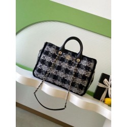 Imitazioni borse griffate Shopping Chanel 25N AS5689 in Tweed Agnello Coco Neige Nero
