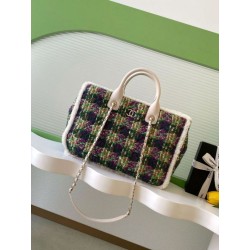 Borse Replica Shopping Chanel 25N AS5689 in Tweed Agnello Coco Neige Verde