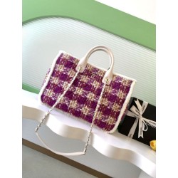 Borse Replica Alta Qualità Shopping Chanel 25N AS5689 in Tweed Agnello Coco Neige Viola