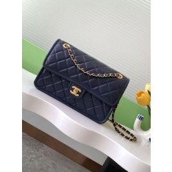 Qualità superiore replica Sweet Flap Chanel 24K Pelle di vacchetta oliata e cerata AS5145 Blu