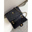 Borse Replica Sweet Flap Chanel 24K Pelle di vacchetta oliata e cerata AS5145 Nero