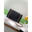 Borse Replica Sweet Flap Chanel 24K Pelle di vacchetta oliata e cerata AS5145 Nero