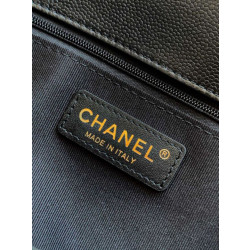 Borsa Tote Chanel 25k Classica con Patta Caviar Pelle di Vitello Nera Hardware Oro