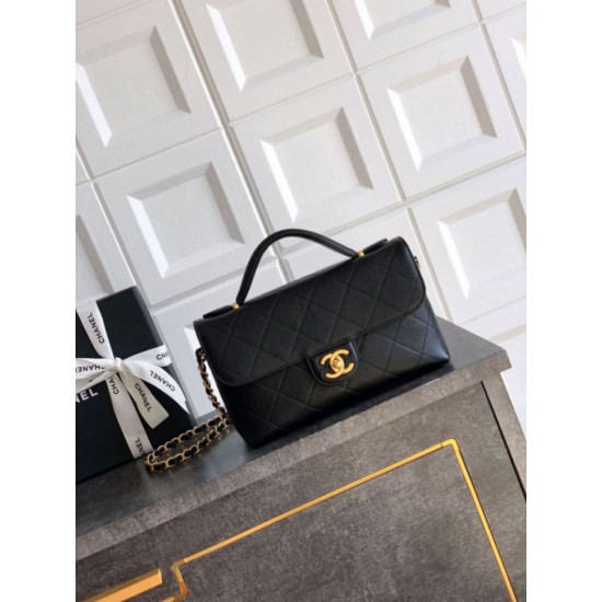 Borsa Tote Chanel 25k Classica con Patta Caviar Pelle di Vitello Nera Hardware Oro Borsa Tote Chanel 25k Classica con Patta Caviar Pelle di Vitello Nera Hardware Oro