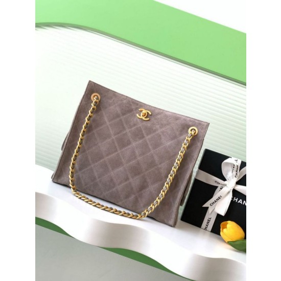 Borsa tote Chanel grande con tracolla a catena AS5303 Scamosciato Grigio