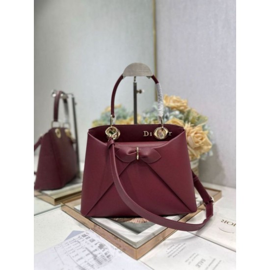 borsa tote Dior CD 26SS fiocco bordeaux