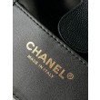 Chanel 25B Zaino medio in pelle di vitello granata nera AS5600