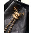 Chanel 25B Zaino medio in pelle di vitello granata nera AS5600