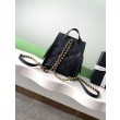 Chanel 25B Zaino medio in pelle di vitello granata nera AS5600