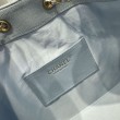 Chanel 25c AS5293 Borsa a secchiello Hobo Vintage piccola con coulisse in pelle di vitello granata Blu