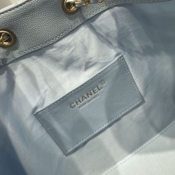 Chanel 25c AS5293 Borsa a secchiello Hobo Vintage piccola con coulisse in pelle di vitello granata Blu